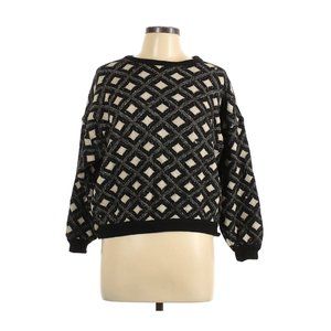 Mondo Womens Black Diamond Print Wool‎ Blend Sweater Sz L Grandpa Indie Granola